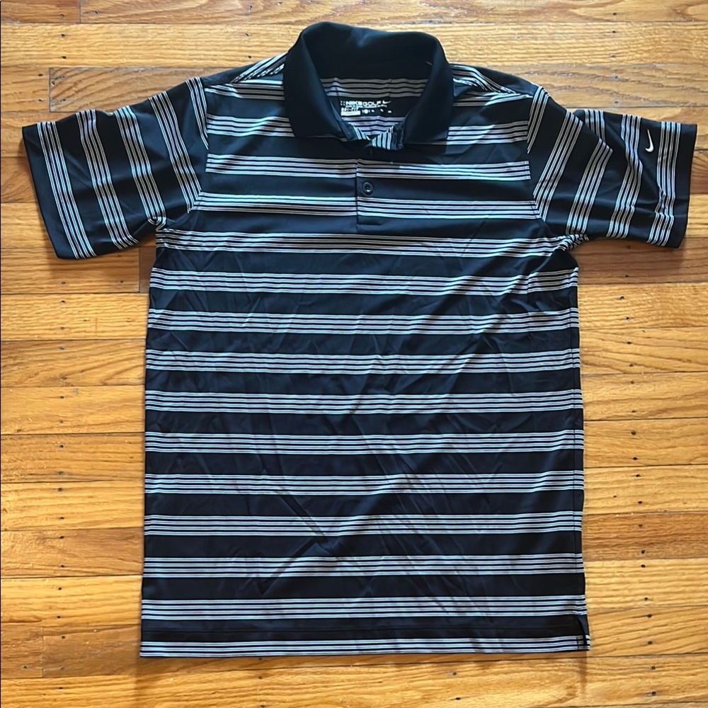 Nike boys XL Polo Shirt - Black and White Stripes